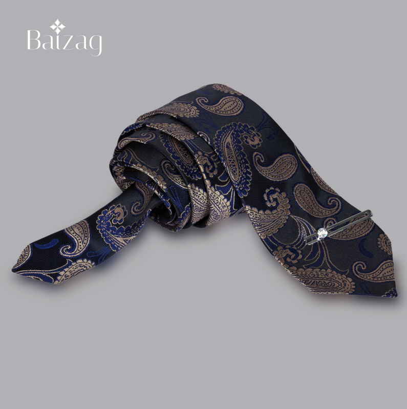 Baizag Powerful  Tie combo for Men's Black with Gold Print