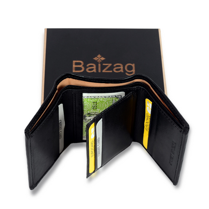 Baizag CEO Choice 3 Fold Men's Wallet - Black