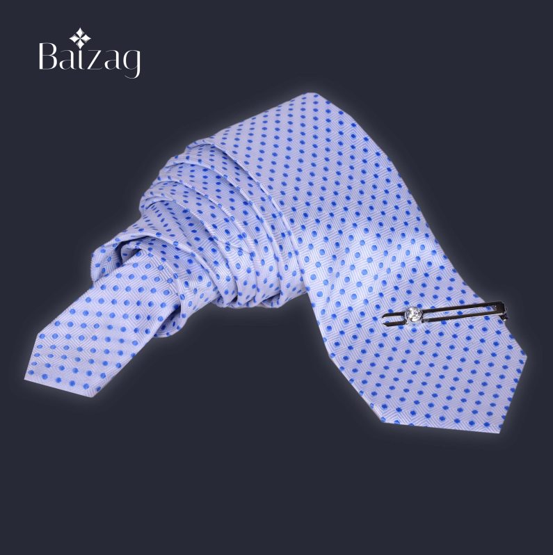 Baizag Powerful  Tie combo for Men's White with Blue dots